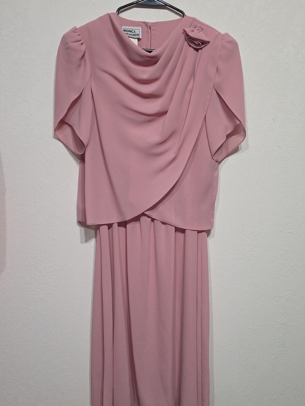 Vintage Dusty Rose Draped Maxi Dress